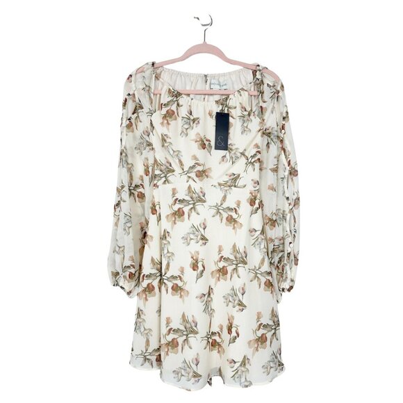 NWT SACHIN + BABI Bevvy Dress in Eggshell Venetia Petals Floral Chiffon Mini 0 - Picture 5 of 14
